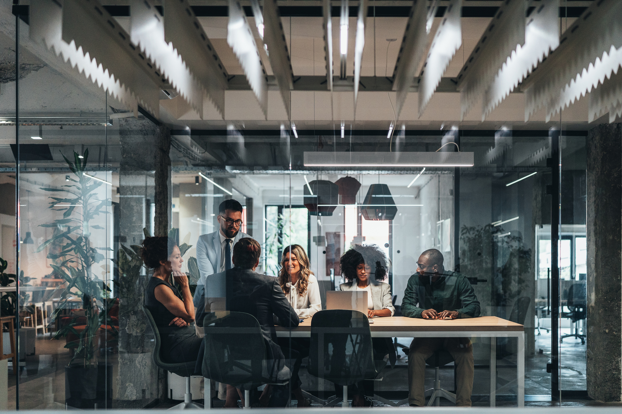 Business meeting in modern corporate office