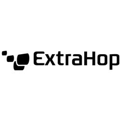 ExtraHop logo with abstract shapes and bold text