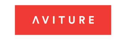 Aviture logo on a red background