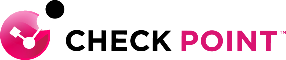 Check Point logo with pink and black text, circular icon on left