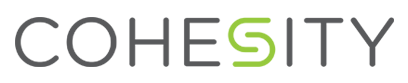 Cohesity logo with green and gray text lettering