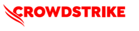 CROWDSTRIKE logo with red text and stylized falcon wings