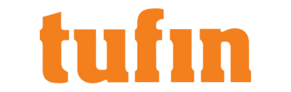 Tufin logo in bold, orange lowercase letters