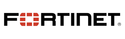 Fortinet logo featuring black text with a red grid icon in the "O"