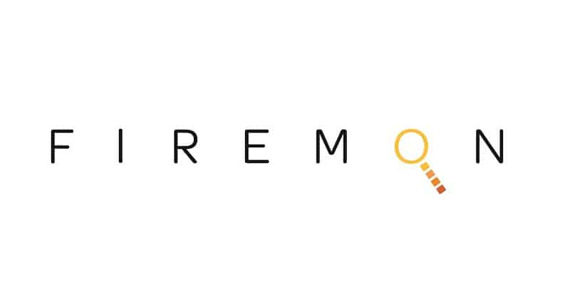 Firemon logo with magnifying glass as letter O