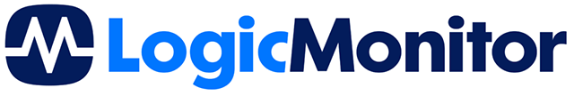 LogicMonitor logo with navy waveform in blue square