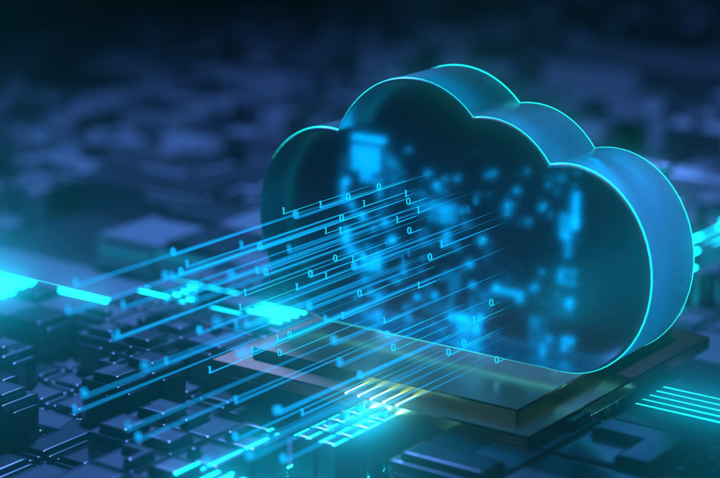Digital cloud with binary code, conveying data transfer concept